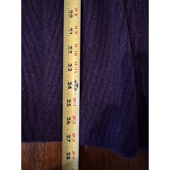 Liz Claiborne Purple Plum Ribbed Metallic V Neck Long Sleeve Sweater Cozy Top L - Picture 4 of 8